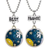 Kasey - Vriendschapsketting - BFF ketting voor 2 - Best Friends - Wereld & Astronaut