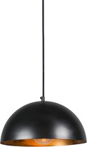 QAZQA magna - Landelijke Hanglamp - 1 lichts - Ø 350 mm - Zwart Goud - Woonkamer | Slaapkamer | Keuken