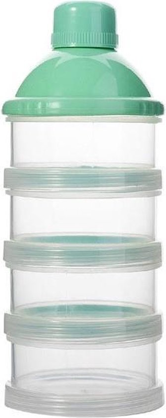 Skodie® Melkpoeder doseerdoosje - BPA vrij - Groen - 4 lagen -Melkpoeder toren - Babypoeder bewaarbakje - Reisbox - Dispenser - Poedertoren
