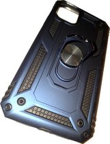 Apple iPhone 12 / iPhone 12 Pro Donker Blauw Shockproof Militairy Hybrid Armour Case Hoesje Met Kickstand Ring - Apple iPhone 12 / iPhone 12 Pro - Extreem Stevige Anti-Shock Hard R