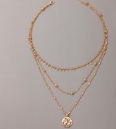 3 Lagen ketting met wereld | goud gekleurd