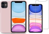 iPhone 11 Hoesje Roze - iPhone 11 Hoesje Roze Case en iPhone 11 Screenprotector Glas - Hoesje voor iPhone 11 en Screenprotector voor iPhone 11