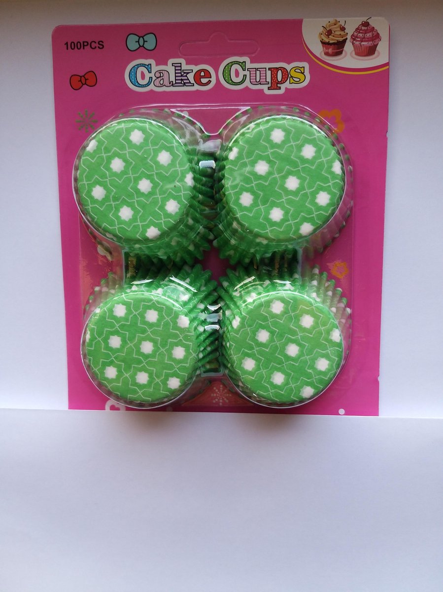 Cupcake Vormpjes Papier - Muffin Vormpjes - 100 Stuks - Diameter 5 cm - Groen met witte sterretjes
