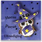 Uitnodiging - halloweenfeest - heksenfeest - kinderfeest - uil - halloween - feest