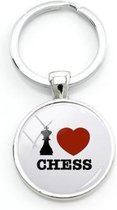 Akyol - I love to chess Sleutelhanger - Schaken - de echte schaak liefhebbers - - Schaken - Schaakliefhebber - Leuke kado voor iemand die van schaken houd - 2,5 x 2,5 CM