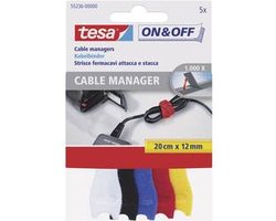 5x Tesa gekleurde klittenband voor kabels 20 cm - Klusbenodigdheden - Huishouden - Tesa - Cabel Manager - Kabels bundelen - Kabelklittenbanden - Kabelbinders 5 stuks