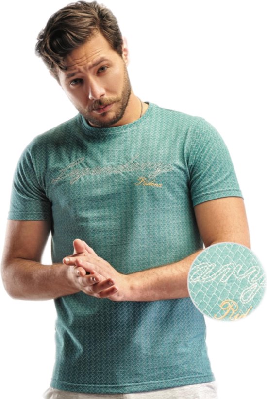 T-shirt homme Embrator motif graphique vert aqua taille L.