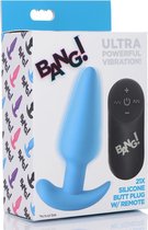 21X Vibrating Silicone Butt Plug with Remote Control - Blue - Butt Plugs & Anal Dildos