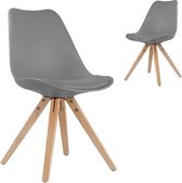 2 stoelen set scandinavisch design hout en PU grijs