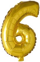 Folie ballon - cijfer 6 - goud - 102 cm