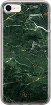 Hoesje geschikt voor iPhone 8 - Marble jade green - Soft Case - TPU - Marmer - Groen - ELLECHIQ