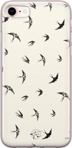 iPhone 8/7 hoesje - Vogels / Birds - Soft Case Telefoonhoesje - Print - Beige