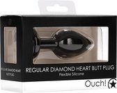Diamond Heart Butt Plug - Regular - Black - Butt Plugs & Anal Dildos - Ouch Silicone Butt Plug