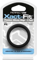 #16 Xact-Fit Cockring 2-Pack - Black - Cock Rings