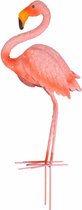 Dierenbeeld oranje flamingo vogel 47 cm tuinbeeld steker - Tuindecoraties - Dierenbeelden