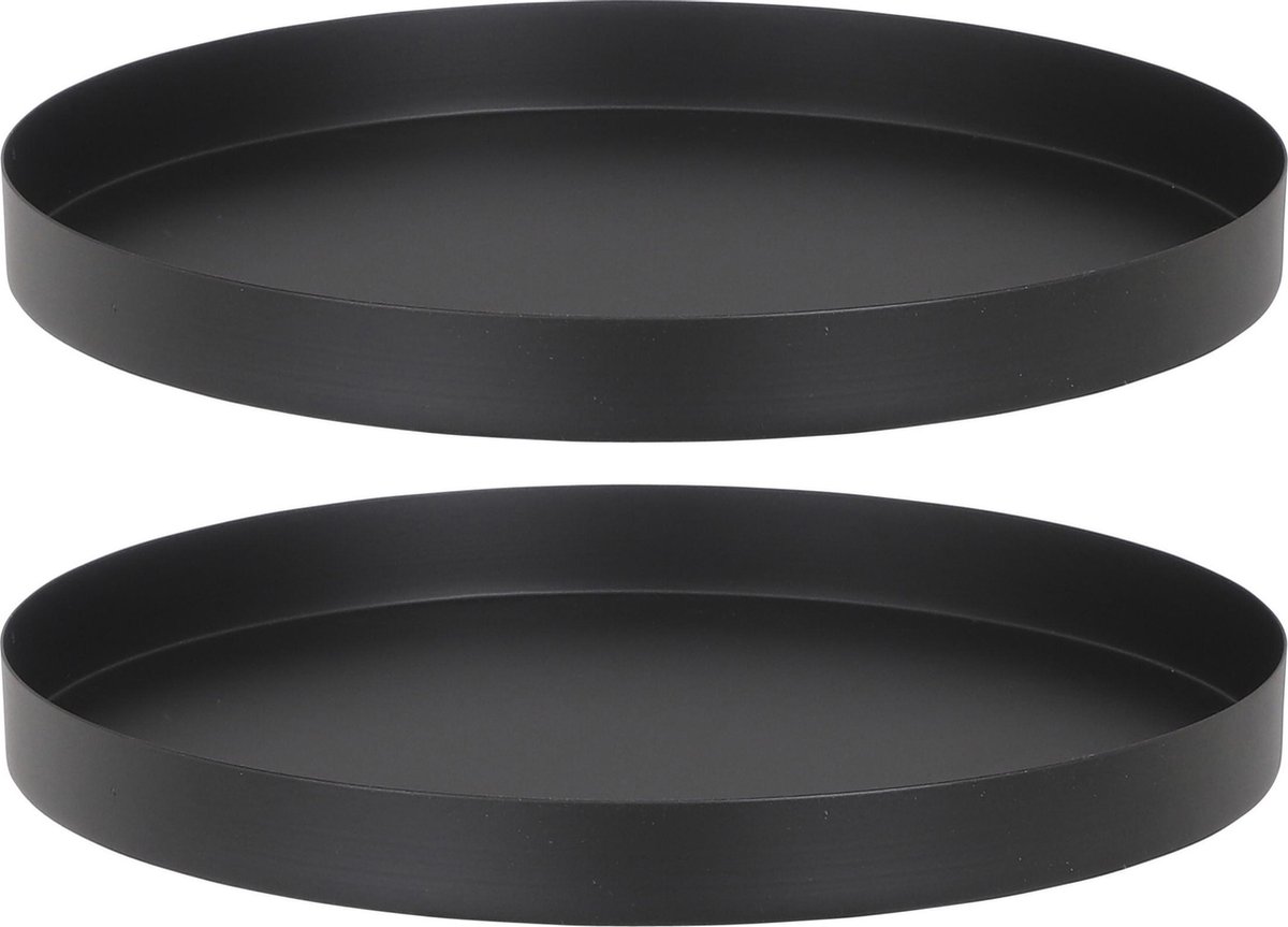 pakket Seminarie Politiek 2x stuks kaarsenbord/kaarsenplateau zwart metaal rond 24 cm - Met opstaande  rand van... | bol.com