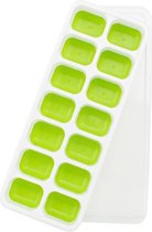 ICECOLD IJsblokjesvorm groen | Silicone IJsblokjesvorm met deksel | 14 ijsblokjes vierkant | met silicone uitdruk onderkant