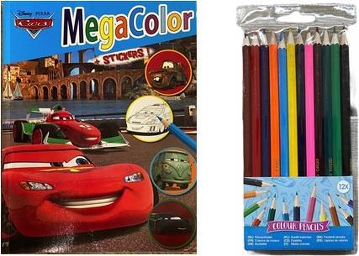 Disney Cars 3 | Kleurboek | Megastar | Inclusief Kleurpotloden | Stickers