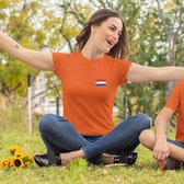 Oranje EK WK & Koningsdag T-Shirt Nederlandse Vlag (DAMES - MAAT L) | Oranje Kleding & Shirts | WK Feestkleding