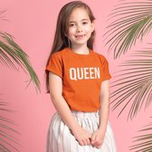 Oranje Koningsdag T-Shirt Kind Queen (12-14 jaar - MAAT 158/164) | Oranje kleding & shirts | Feestkleding