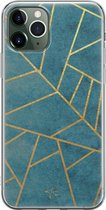 iPhone 11 Pro Max hoesje - Abstract blauw - Soft Case Telefoonhoesje - Print - Blauw