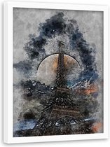 Foto in frame , Abstracte Eiffeltoren ,70x100cm , Multikleur , wanddecoratie