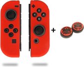 Gadgetpoint! | Nintendo Switch & Lite | Siliconen Joy-Con Controller Hoesjes + Thumbgrips (1 Set = 2 Thumbgrips) | Grip | Rood + Spiderman Spin Zwart met Rood