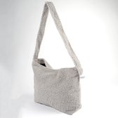 Snufie Bag van teddy stof | Mama tas | Mommy bag | Katoenen handtas voor dames | Chunky mommy bag |40 x 34 cm | grijs