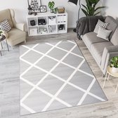 Tapiso Laila Vloerkleed Grijs Wit Modern Woonkamer Tapijt Maat- 180x260