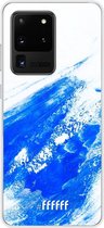 Samsung Galaxy S20 Ultra Hoesje Transparant TPU Case - Blue Brush Stroke #ffffff