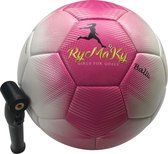Rymaky voetbal - bal met pomp - roze/wit - meisjes - kinderen & volwassenen - maat 5 - binnen en buiten - training & wedstrijd bal - stoere voetbal inclusief pomp
