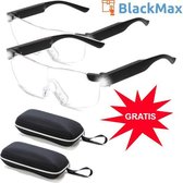 ZoomWear vergrootglas bril 2 stuks! - Vergrootglas bril met verlichting - loepbril - Vergrotende bril - Zwart