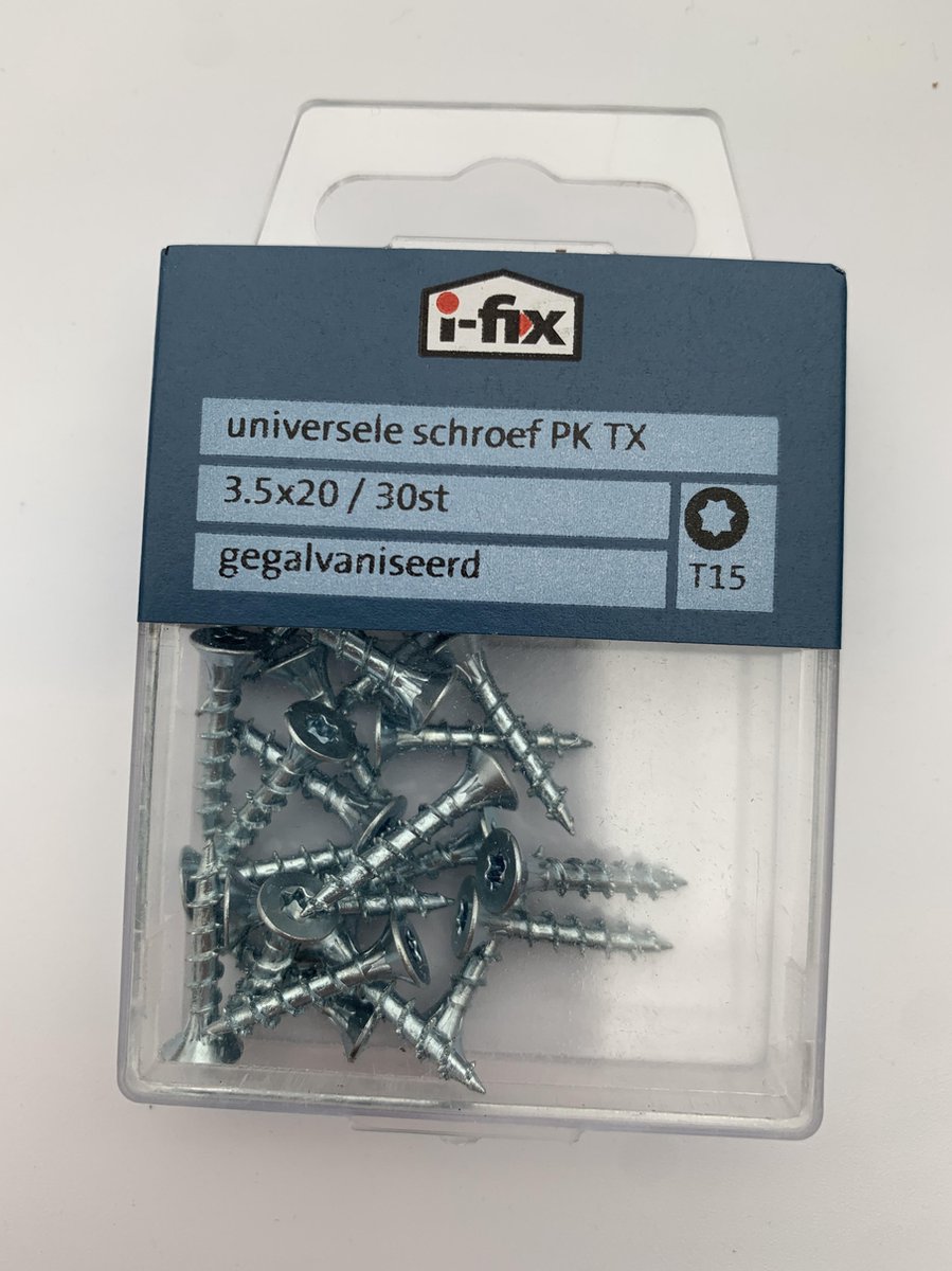 Universele schroef PK TX 3.5x 20mm 30 stuks gegalvaniseerd
