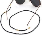Cordon de lunettes de soleil - Cordon de lunettes de soleil Zwart - Perles - Zwart avec or - Cordon de lunettes - Chaîne de lunettes