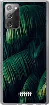 6F hoesje - geschikt voor Samsung Galaxy Note 20 -  Transparant TPU Case - Palm Leaves Dark #ffffff