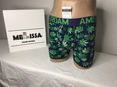 AMSTERDAM  cannabis wietblaadjes fijn katoen boxershorts blauw   maat XXL