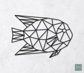 Laserfabrique Wanddecoratie - Geometrische Goudvis - Medium - Zwart - Geometrische dieren en vormen - Houten dieren - Muurdecoratie - Line art - Wall art
