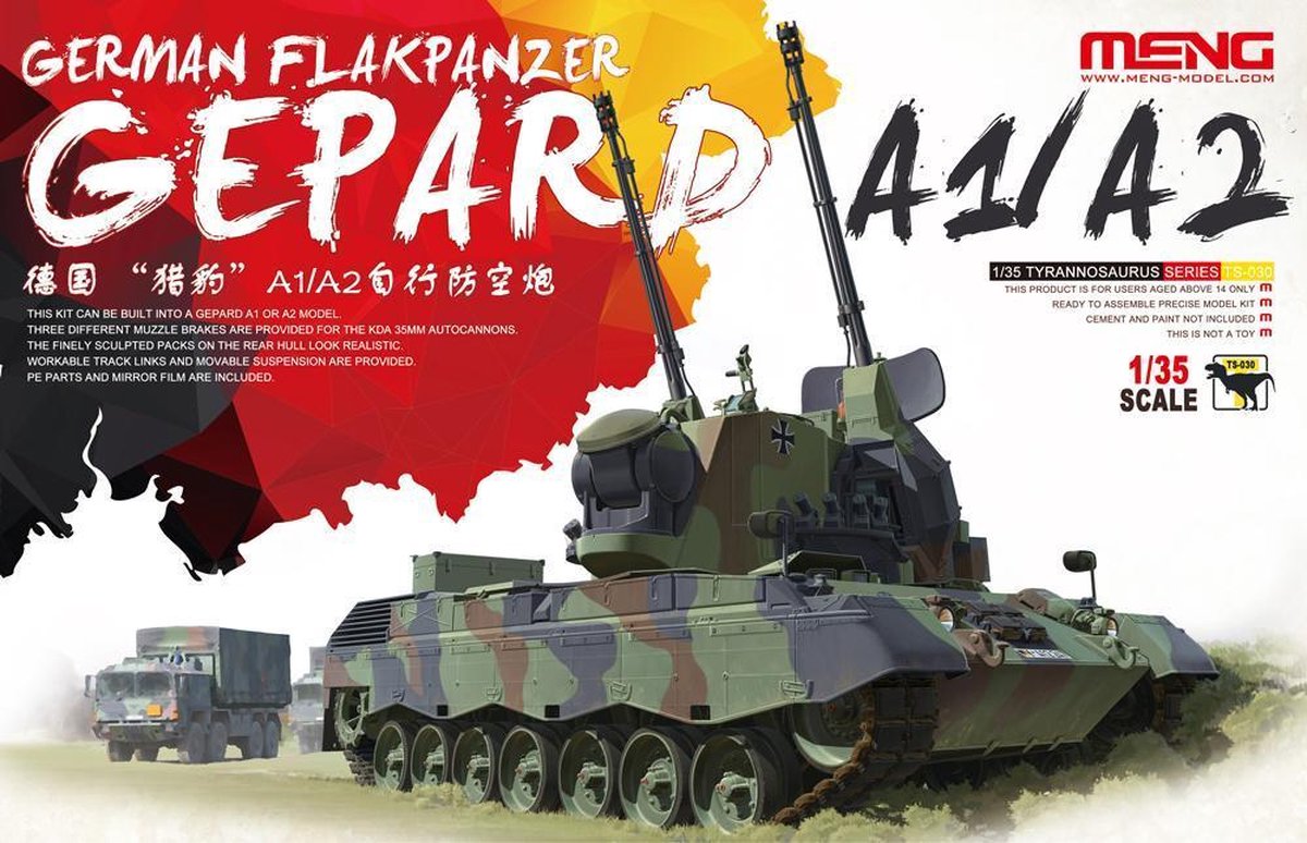 Meng Model Modelbouwpakket Militaire voertuigen - MENG TS030 German Flakpanzer Gepard A1/A2 tank Plastic - 1:35 - Modelbouw