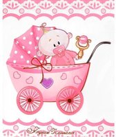 Tafelkleed roze wit Babywagen Roze 108 cm x 180 cm baby shower