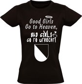 Good girls go to heaven, bad girls go to Utrecht dames t-shirt | Zwart