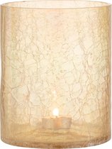 J-Line Windlicht Crackle Glas Amber Large Set van 2 stuks