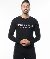 Wolftech Gymwear T-shirt Lange Mouwen Heren - Zwart - S - Met Groot Logo - Sportkleding Heren