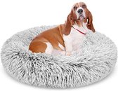 Donut hondenkussen | Licht grijs | 120 cm | Geschikt voor dieren van tot ongeveer 100cm | Hondenmand | Zacht, pluche en fluffy | Voor katten en honden, of andere huisdieren | By Yo