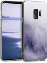 kwmobile telefoonhoesje voor Samsung Galaxy S9 - Hoesje voor smartphone in lichtgrijs / blauw / donkergrijs - Mistig Bos design
