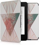 Housse kwmobile pour Amazon Kindle Paperwhite - Étui pour liseuse en beige / or rose / blanc - Design Triangles géométriques