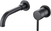 Luxe Wastafelkraan - Inbouw - Zwart Mat - Badkamerkraan - Inbouwkraan - Compleet - 21cm