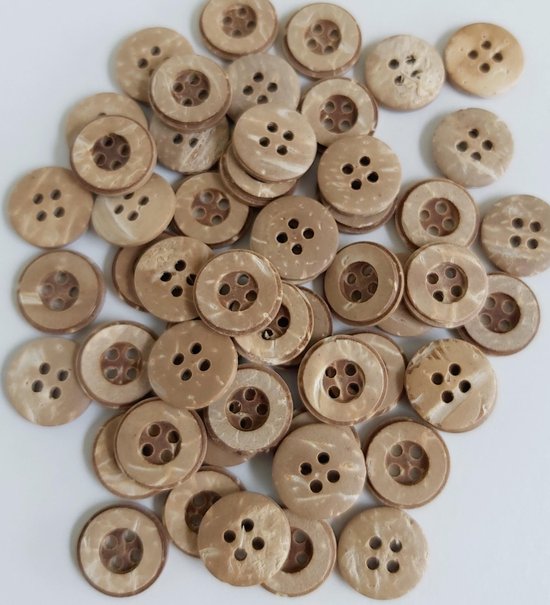 10 Houten Kokosnoot knopen rond - 4 gaatjes - kokosknopen - 12 mm x 12 mm -  10... | bol.com