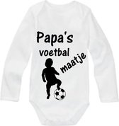 Rompertje Met Tekst - Papa's Voetbal Maatje - Maat 62/68 - Wit - Lange Mouw - Vaderdag Cadeautje - Voetbal Liefhebber - Kraamcadeau