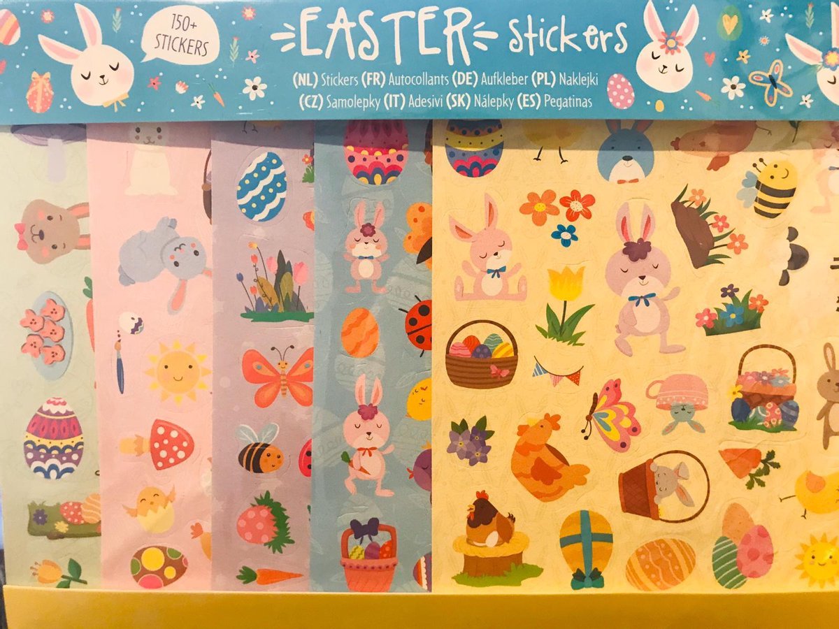 Paashaas stickervellen 5x | Paasdecoratie | Pasen decoratie| Stickervellen | Eieren versieren| Pasen kinderen | Stickers kinderen | Meer dan 150 stickers |Paaseieren |Knutselen pasen|