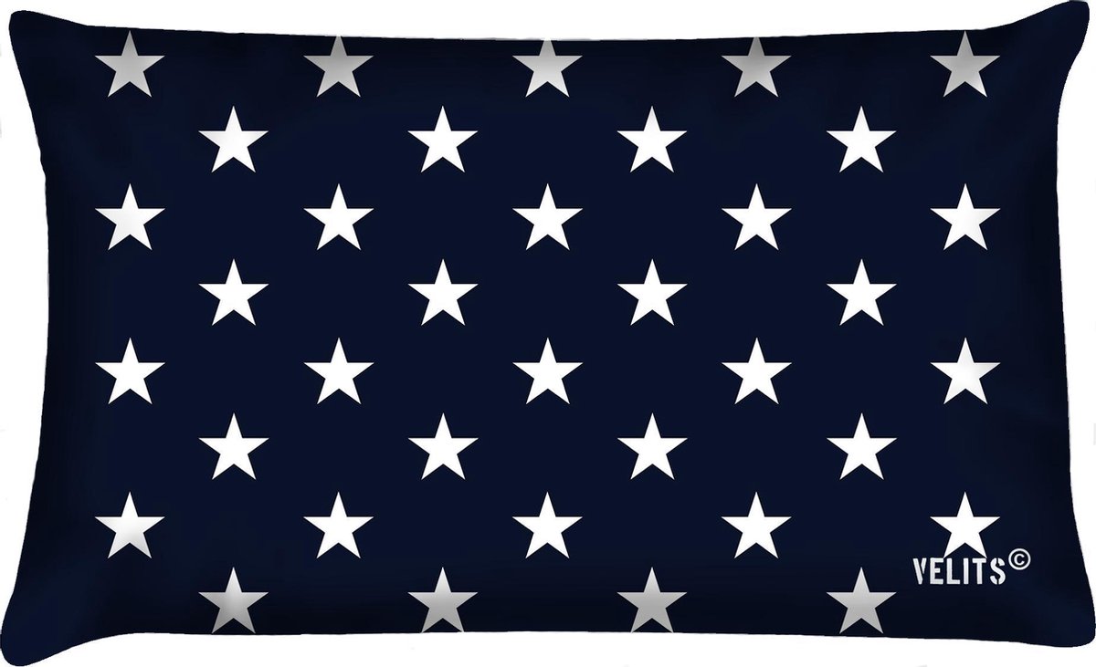 Velits outdoor Sierkussen - Buitenkussen Hollands Glorie Waterafstotend Bootkussen Starry Night - Wit En Blauw - 60 Cm X 40 Cm